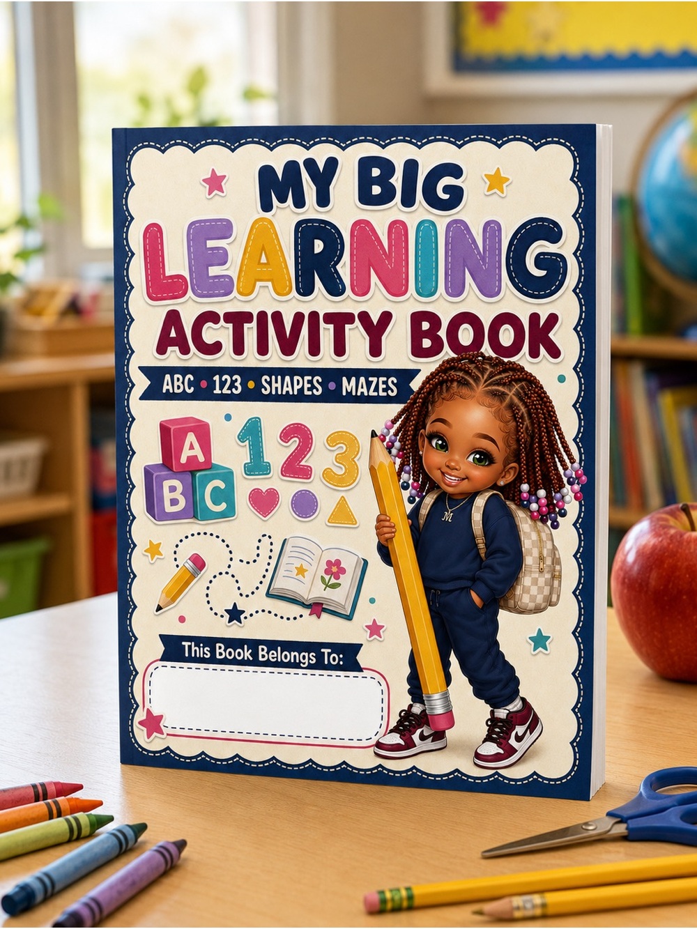 Kids Preschool Learning Activity Book ABC Numbers Shapes Mazes Ages 3-6